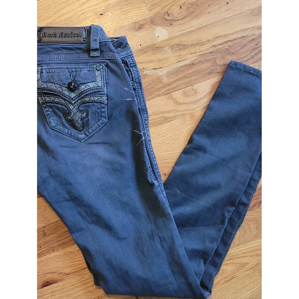 Rock Revival Jeans Teyla Women's 28 Skinny Jeans with Embroidered Pockets